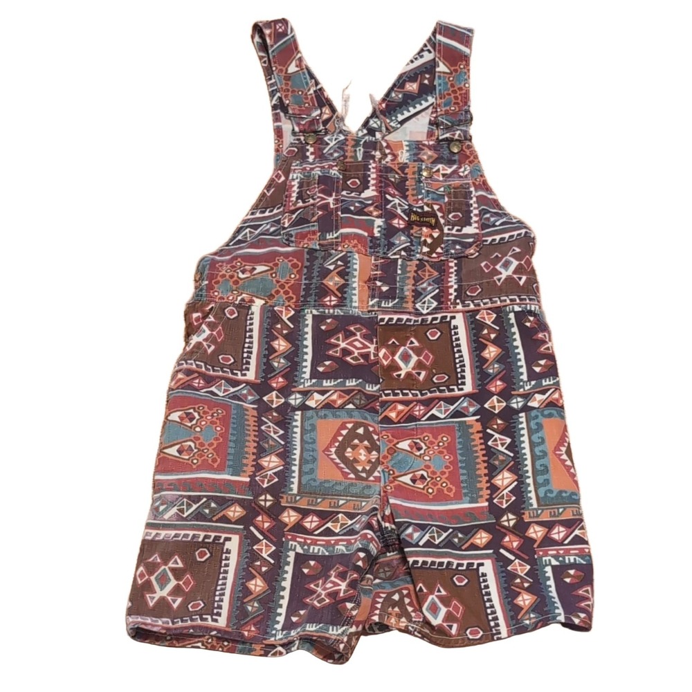 Big Smith Southwestern Pattern Short Overalls Aztec Waist 38 Union Made